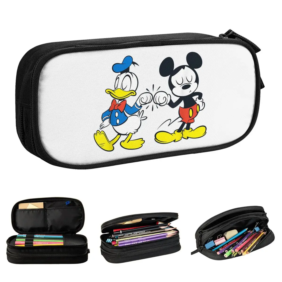 

Mickey Mouse And Donald Duck Pencil Case Cute Best Friends Pen Bag Student Big Capacity Office Gift Pencilcases