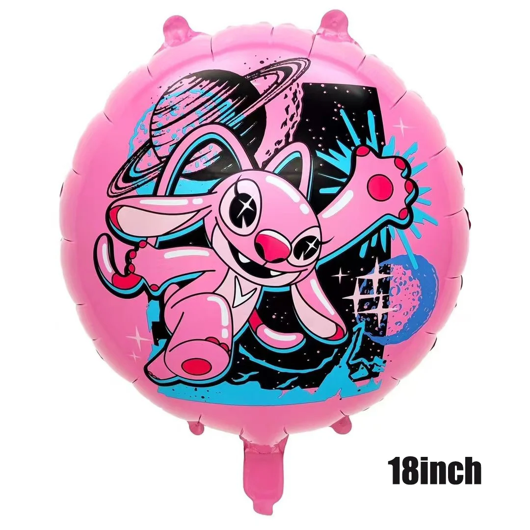 18 Zoll Lilo Stitch Geburtstagsdekorationen Luftballons Rosa Engel Mottoparty Cartoon Folienballon Kinderspielzeug Geschenk Happy Party Supplies