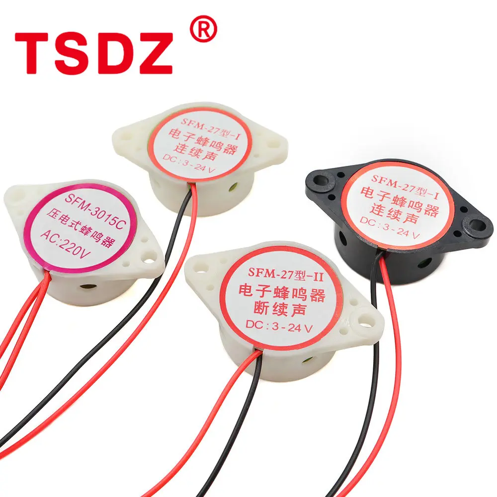 1Pcs 30*15MM 220V AC 110dB Continuous Audible Buzzer SFM-27 Piezoelectric Active Buzzer 3015 Piezo Buzzer With 110mm Wire