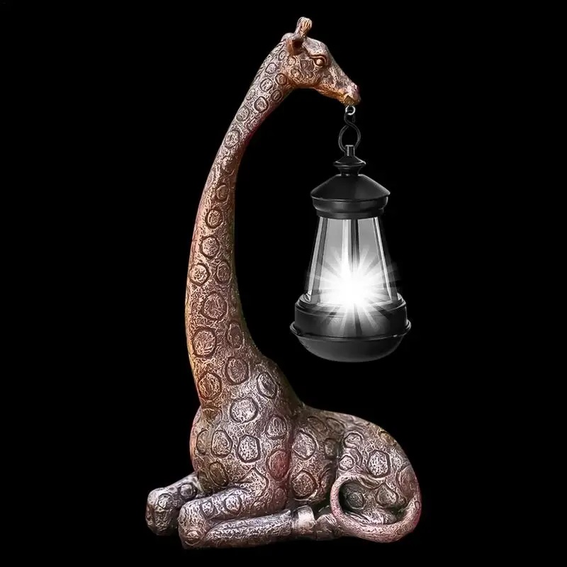 

Giraffe Solar Lights Yard Animal Figurine Lantern Cute Giraffe Sculpture Animal Resin Statue Backyard Ornaments Yard Art Lights