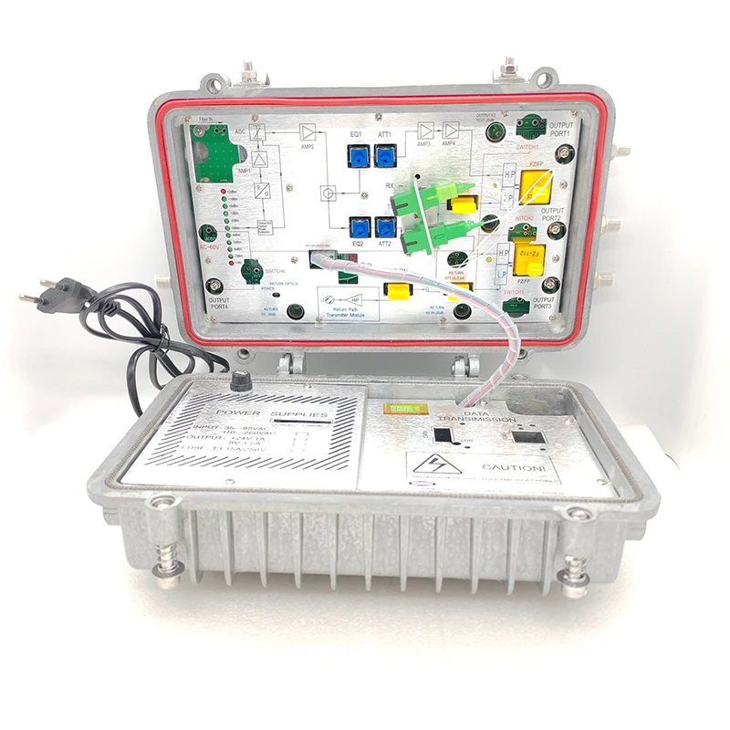 Outdoor Waterproof AGC FTTH CATV Optical Receiver With Return Path 65/87 HFC Node 4 Way RF Output Level 110dBuV Factory Wholesal