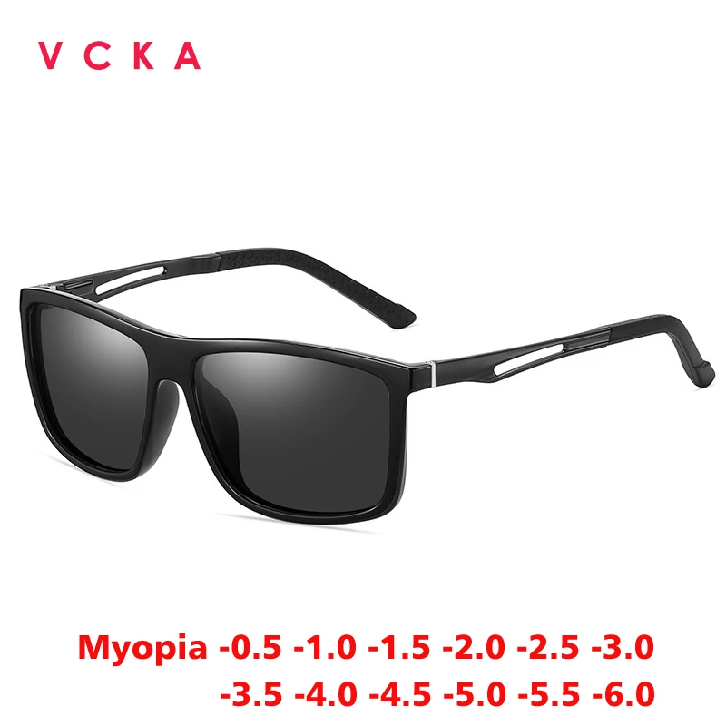 

VCKA Men Square Myopia Sunglasses Women Polarized 2025 Fashion Driving Prescription Eyewear TR90 Custom Glasses -0.50 to -6.0