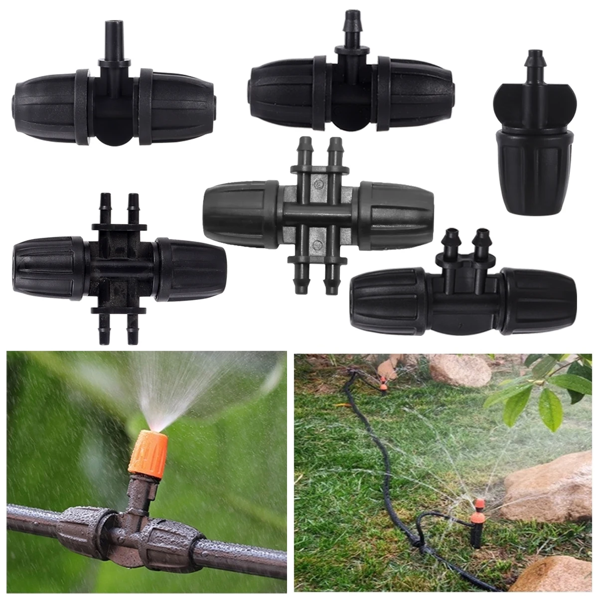 2/3/4/6-way Reducing Connectors 8/11mm to 4/7mm 3/5mm Hose Water Splitter Garden Orchard Drip Irrigation Locked Joint 2/10/20Pcs