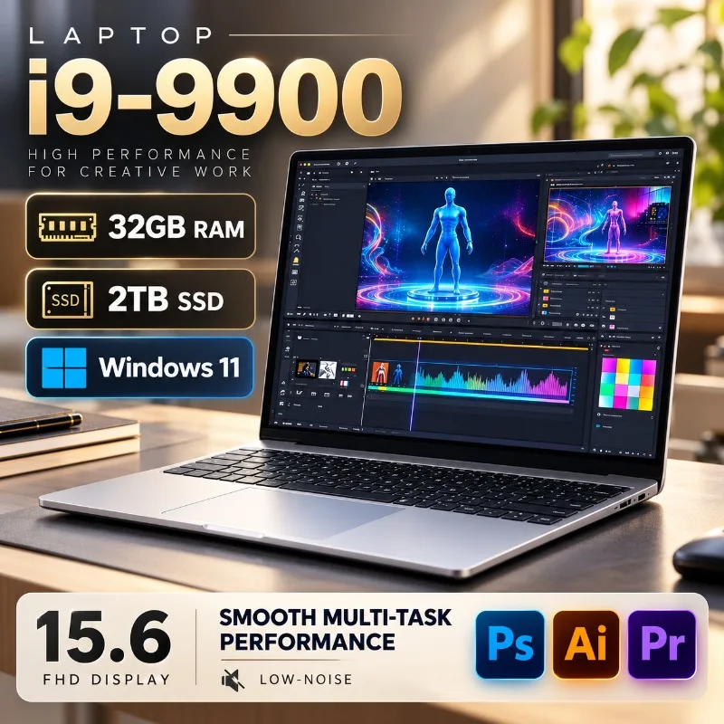 Intel Core I9-9900 15.6 Inch Ultra Slim Laptop 32GB RAM 1TB 2TB SSD For Gaming Office Study Windows Pro FHD 1920*1080