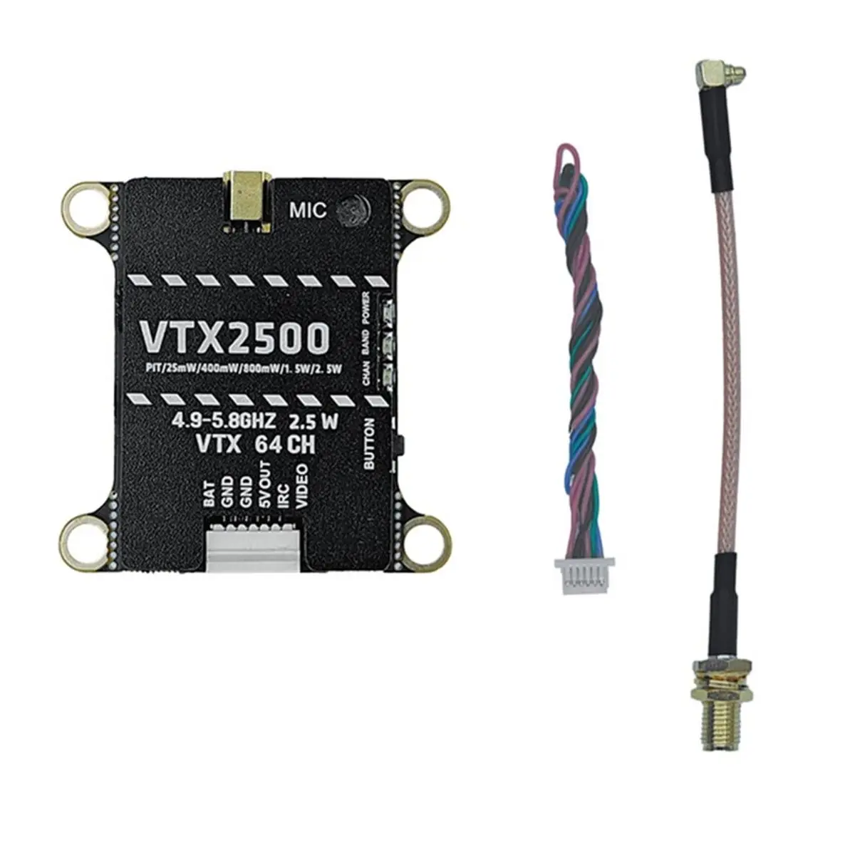 5.8G 2.5W VTX 2500mW 64CH FPV Video Audio Transmitter DC7-36V CNC Aluminum Alloy Heatsink for FPV Long Range RC Drone