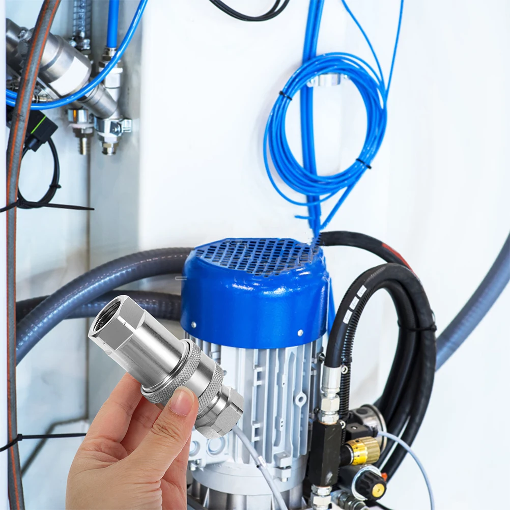 

Connect Fittings With Dust Caps Npt3/8 Quick Coupling Set For Oil Pipe Connections Hydraulic System Accessory Hydraulic