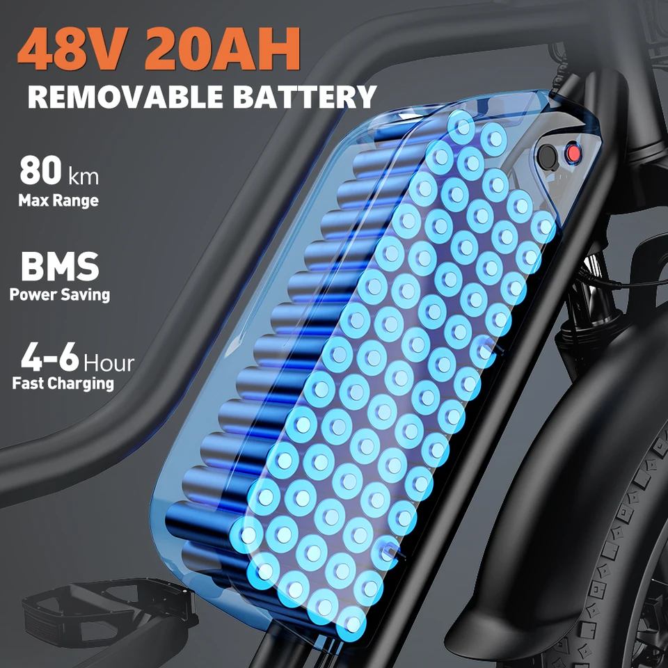 250W Women's Electric Bicycle, Two-Seater Electric Bike, Road, Mountain & Sandy Terrain Riding E-bike, Kickwey LD20 1500W E-bike image 6