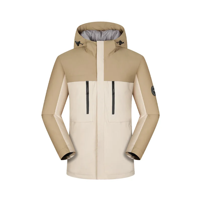 سترة واقية للرجال بشعار مخصص معطف مقنع لملابس العمل في الخريف والشتاء في الهواء الطلق