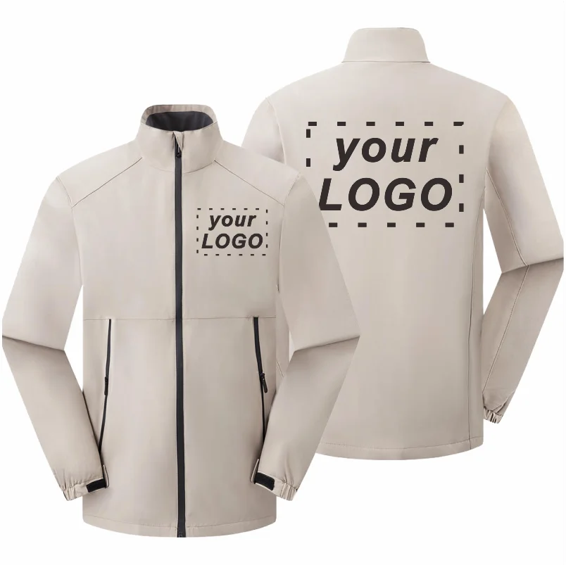 Outdoor Waterproof And Windproof Stand Collar Jacket Custom Printed Embroidery Company Logo Outdoor Camping Fishing Jacket 4xl