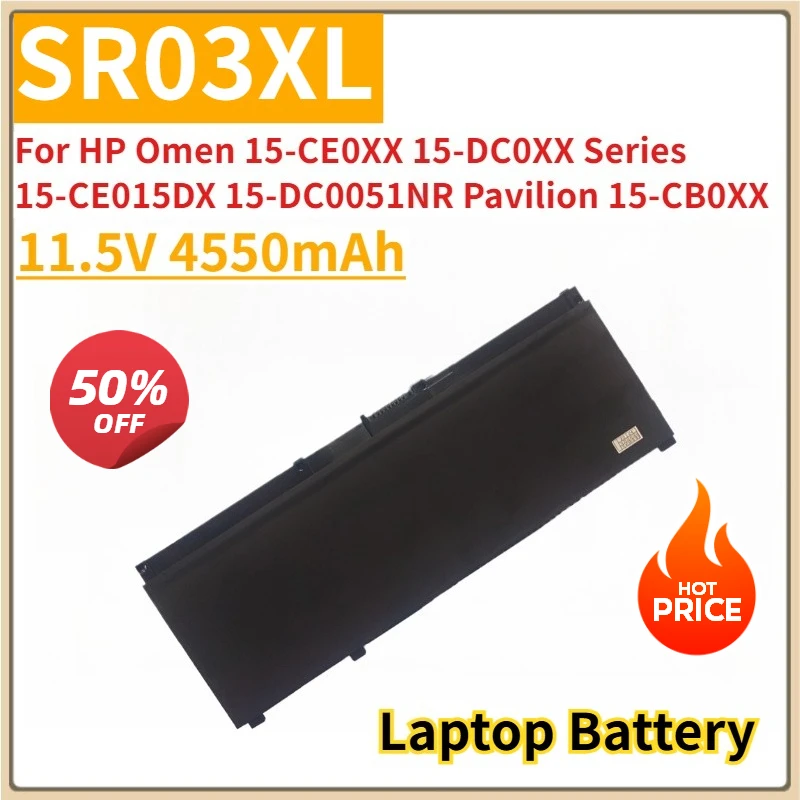 

Новый сменный аккумулятор для ноутбука 11,5 В 4550 мАч SR03XL для HP Omen 15-CE0XX 15-DC0XX серии 15-CE015DX 15-DC0051NR Pavilion
