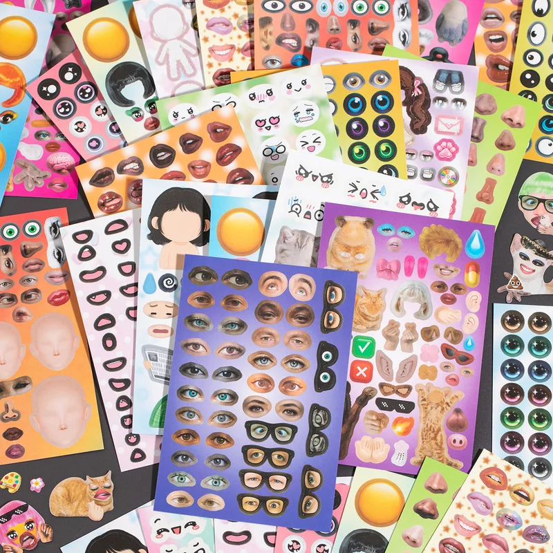 20Pcs Emoji Roam Series Coated Paper Sticker Book Funny Face Mix Decals for Scrapbook Journal DIY Crafts