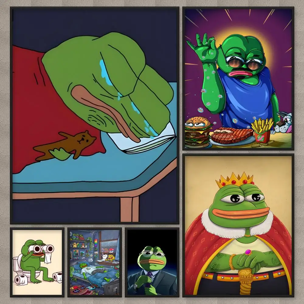 P-Pepe T-the F-frog Poster HD Wall Art Home Decor Waterproof Print Bedroom Garage Party Gift