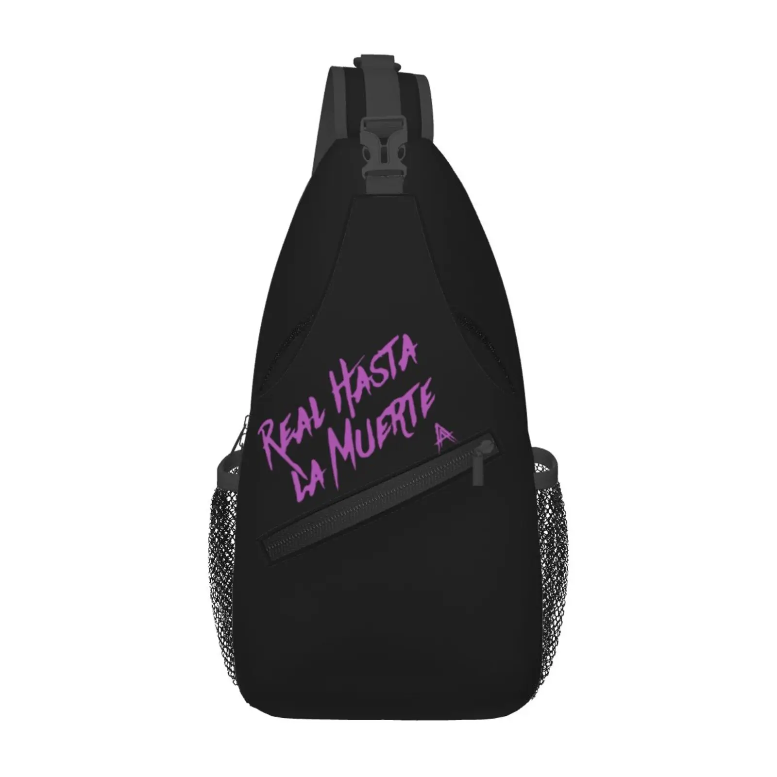 Real Hasta La Muuerte Text Print Outdoor Sling Backpack Crossbody Chest Bag Daypack for Hiking Travel Unisex Chest Bag Daypack