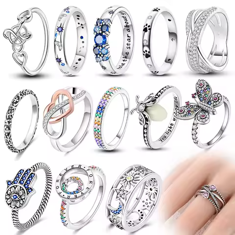 Hot Sale 925 Silver Stackable infinite Heart Daisy Flower Ring For Women Girl Original Silver 925 Rings Brand Jewelry Gift 2025
