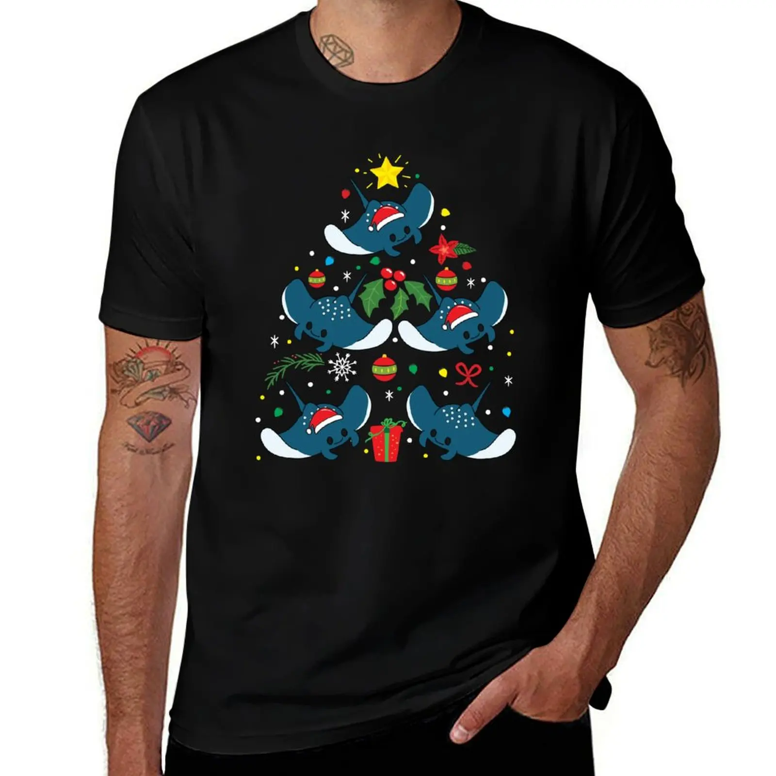 Manta ray Christmas Ornament Tree T-Shirt Big and Tall Short Sleeve Tee T-Shirt