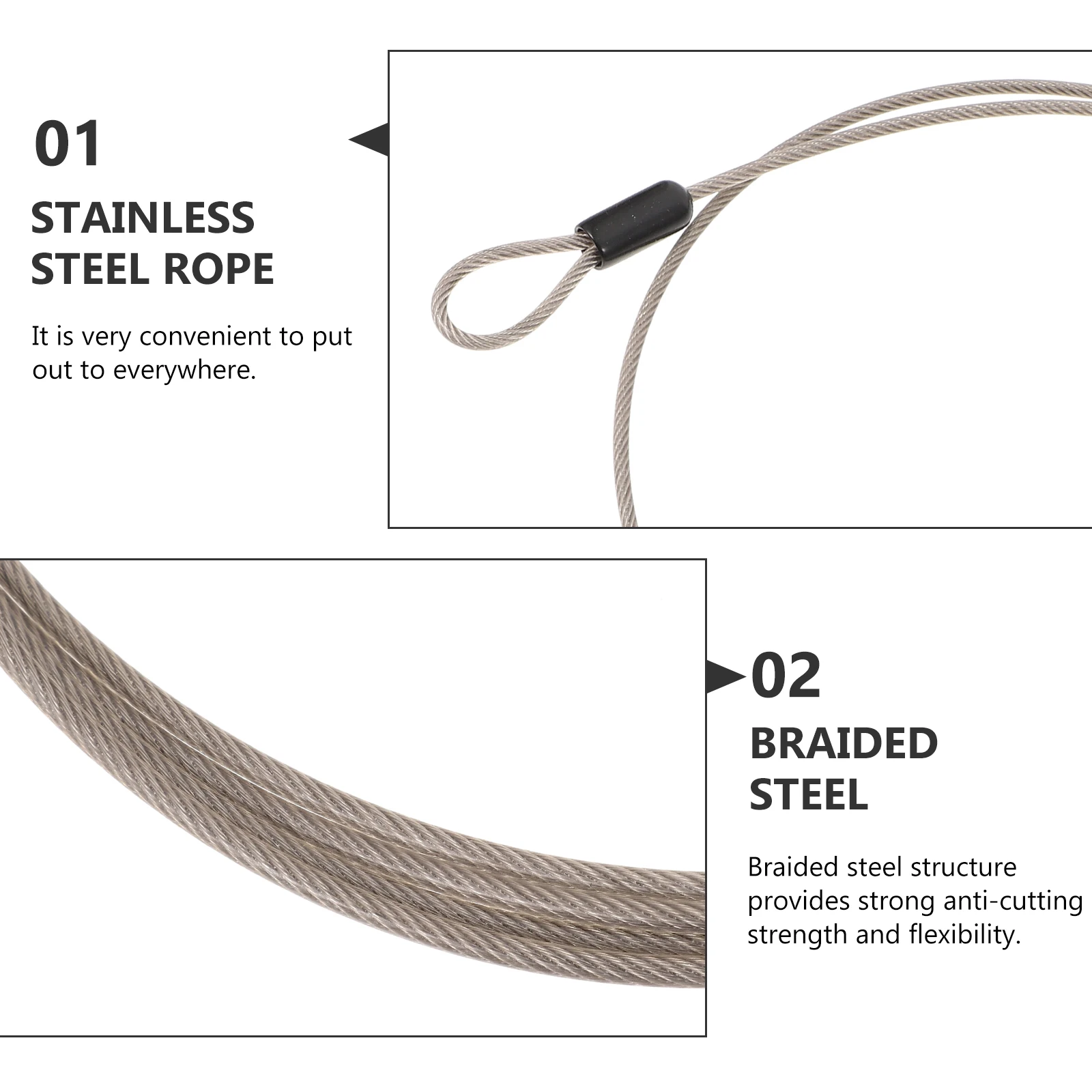 4pcs Stainless Steel Wires Lightweight Multipurpose Hanging Cables Braided Structure Anti Cutting Strong Flexibility