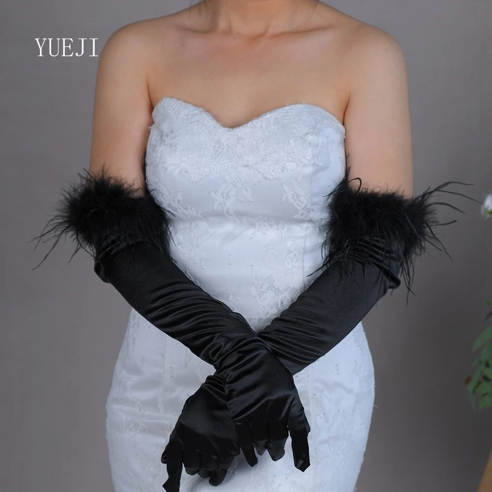 

YUEJI Elbow Length Bridal Gloves With Fingers Removable Wedding Satin Gloves Detachable White Women's Communion Gloves YJM21