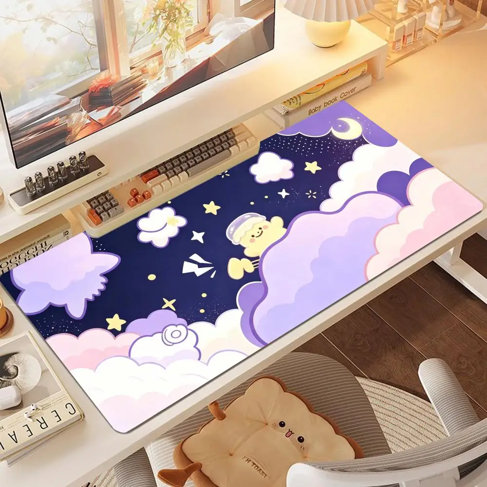 Mousepad Large Size Keyboard Accessories Cute Ghost Star Cloud Moon Night Pattern Laptop Bedroom Learning Office Desktop  Mat