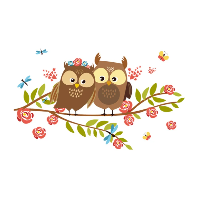 

Owl Wall Sticker Shop Window Glass Layout Electrostatic Children's Bedroom Decora Sticker Moisture-proof Anti Fouling Removable