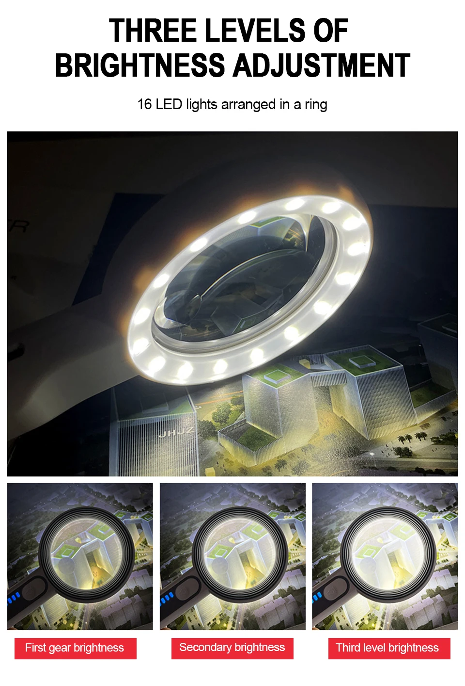 Handliche, wiederaufladbare Lupe mit LED-Licht, 3 Modi, beleuchtete Lupe für Senioren, zum Lesen, für Reparaturen, zum Basteln und zur Inspektion. – Detail 8
