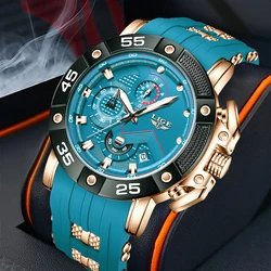 LIGE Mens Watches Top Brand Luxury Big Dial Watch Men Silicone Military Sports Waterproof Quartz Watch For Men Relogio Masculino