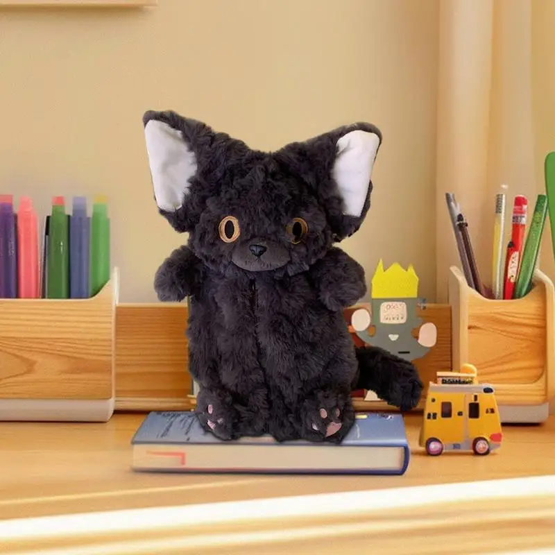 Plush Animal Kitten Pencil Case, Estojo bonito, Bolsa grande para adolescente, Material escolar