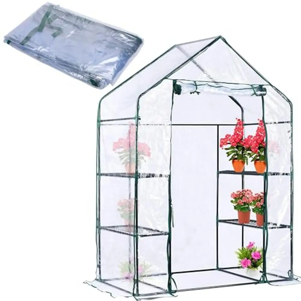 

Greenhouse Cover 28"x56"x76" PVC Waterproof Anti-UV Roll-Up Zipper Door Gardening Plants Indoor Outdoor Walk-in Garden Cover