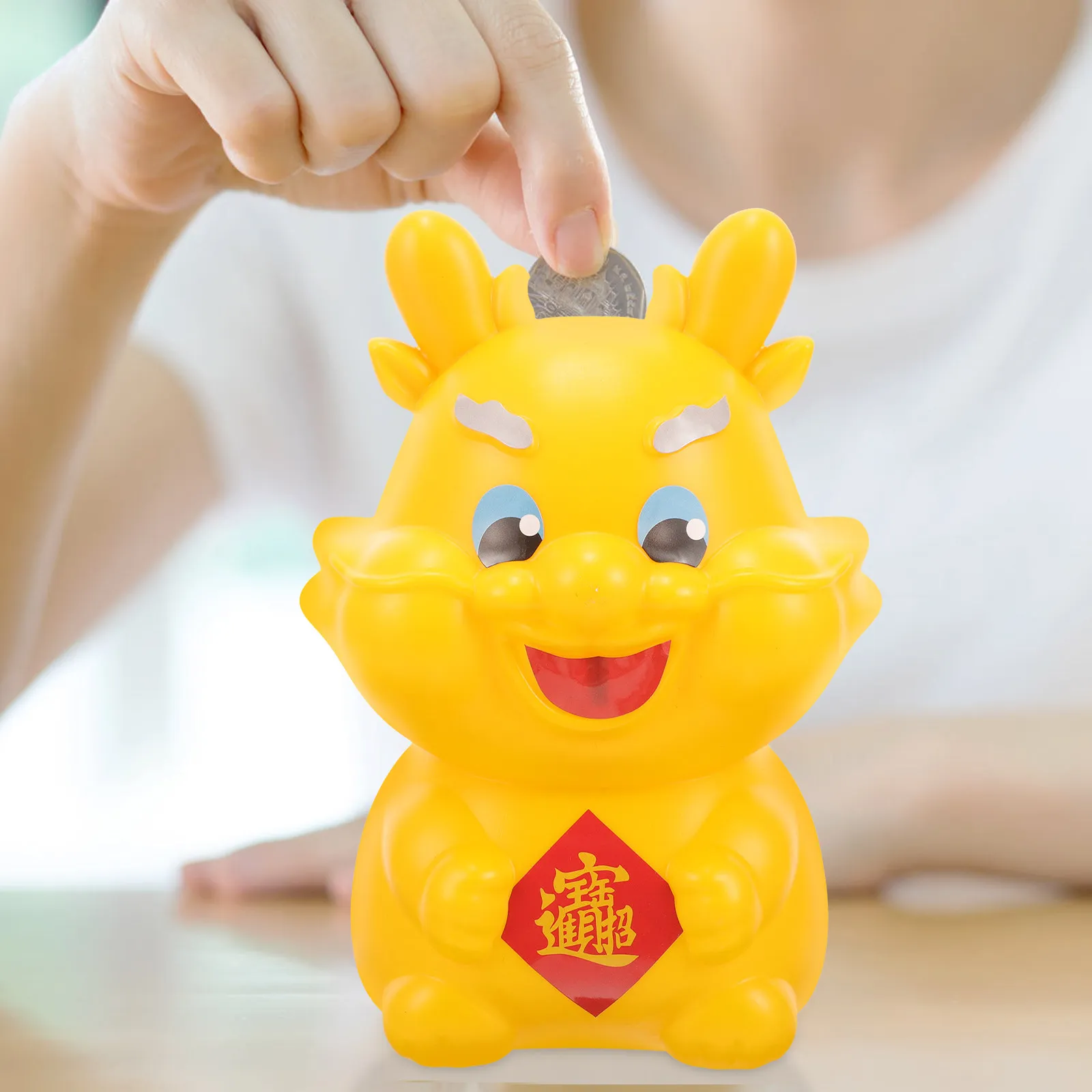 Dragon Zodiac Piggy Bank 2024 Year of Dragon Coin Holder Desktop Decor for Bedroom Home New Year Gift