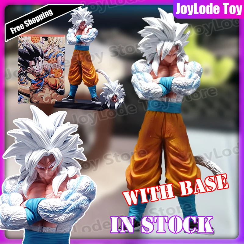 In Stock Dragon Ball Anime Figures Super Saiyan 5 Son Goku White Hair GK PVC Statue Colletion Model Desktop decoration Toys Gift