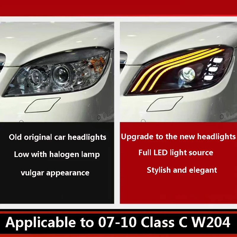 

Подходит для переоборудования фар Mercedes-Benz C-класса W204 (2007-2010) в светодиодные линзованные фары с дневными ходовыми огнями в стиле Maybach.
