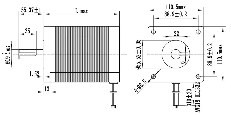 20N.m Big 220V Step Motors 2 Phase High Torque Nema 42 Stepper Motor