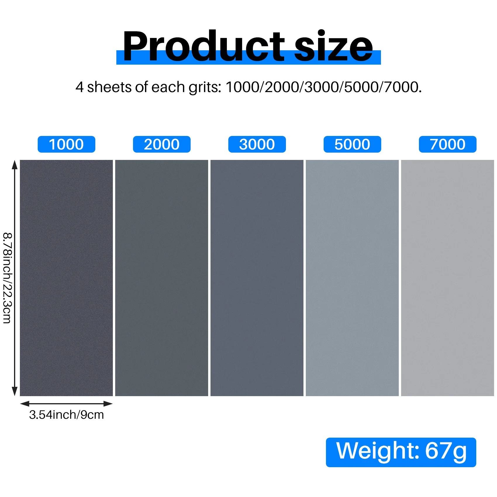 LICE-20Pcs กระดาษทรายเปียกแห้ง, กรวดสูง 1000/2000/3000/5000/7000 กระดาษทรายแผ่น Assortment สําหรับไม้ขัดโลหะยานยนต์