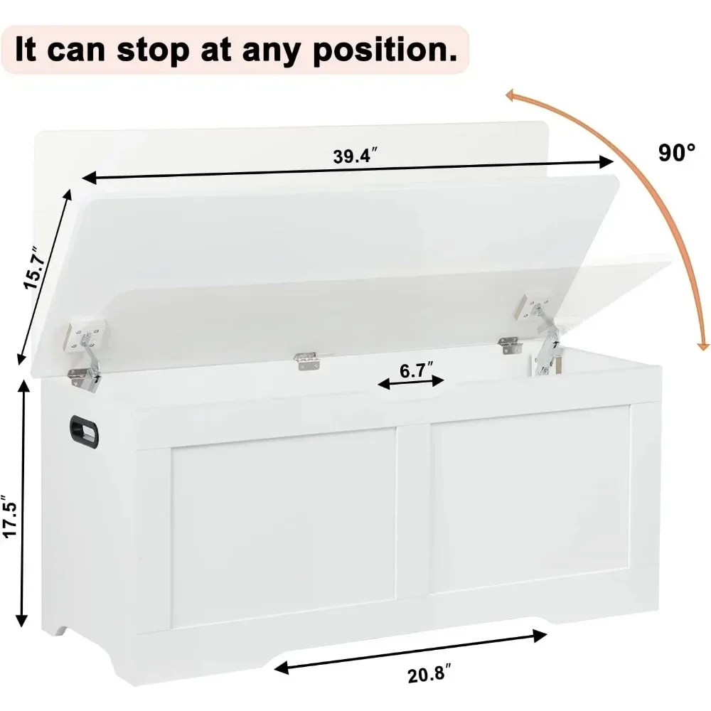 Storage Chest, Wooden Storage Bench, Lift Top Toy Chest with 2 Safety Hinges, Large Toy Box, Entryway Bench for Living Room