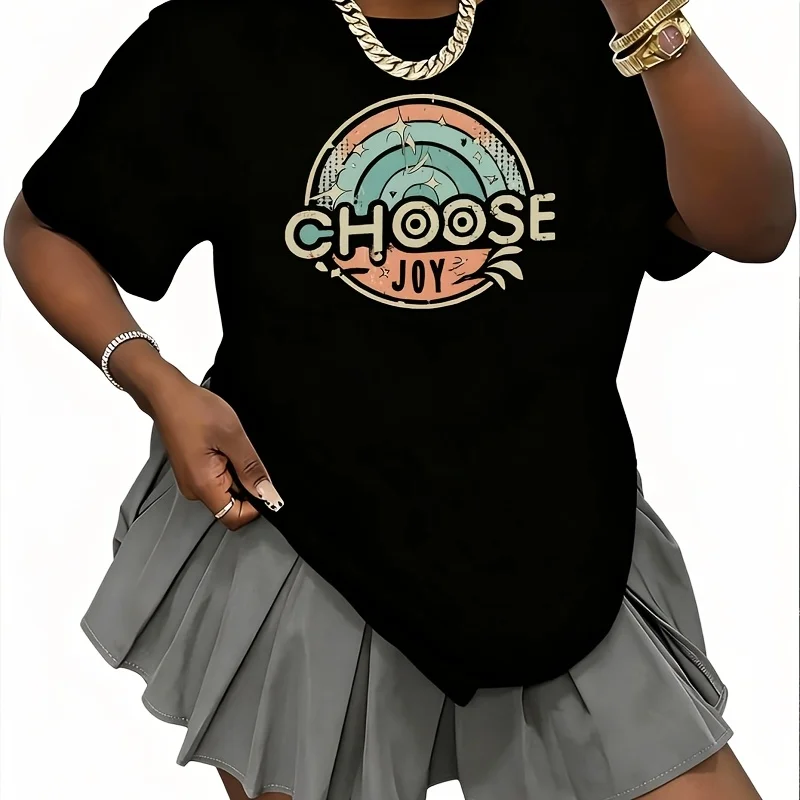 Choose Joy Women's 100% Cotton T-Shirt Short Sleeve Top Casual Round Neck Fun Print Tee S-5Xl