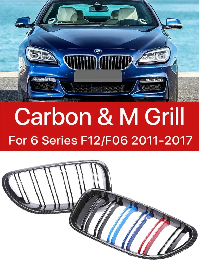 

New！ M6 M Sport Kidney Front Bumper Inside Grills Carbon Fiber M Color Inside Grille Cover For BMW 6 Series F12 F06 2011-2017