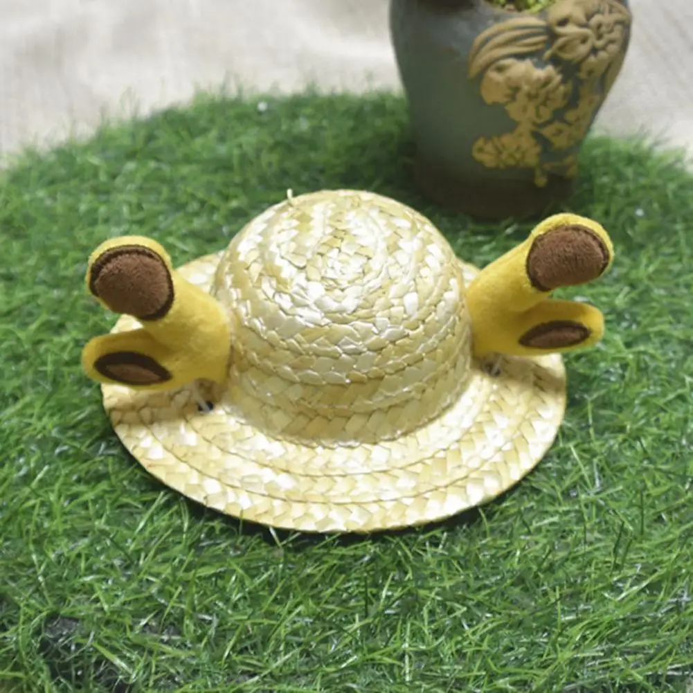 Pet Cap  Long-lasting   Pet Grass Hat Lovely Woven  Flower Animal Cosplay Cap