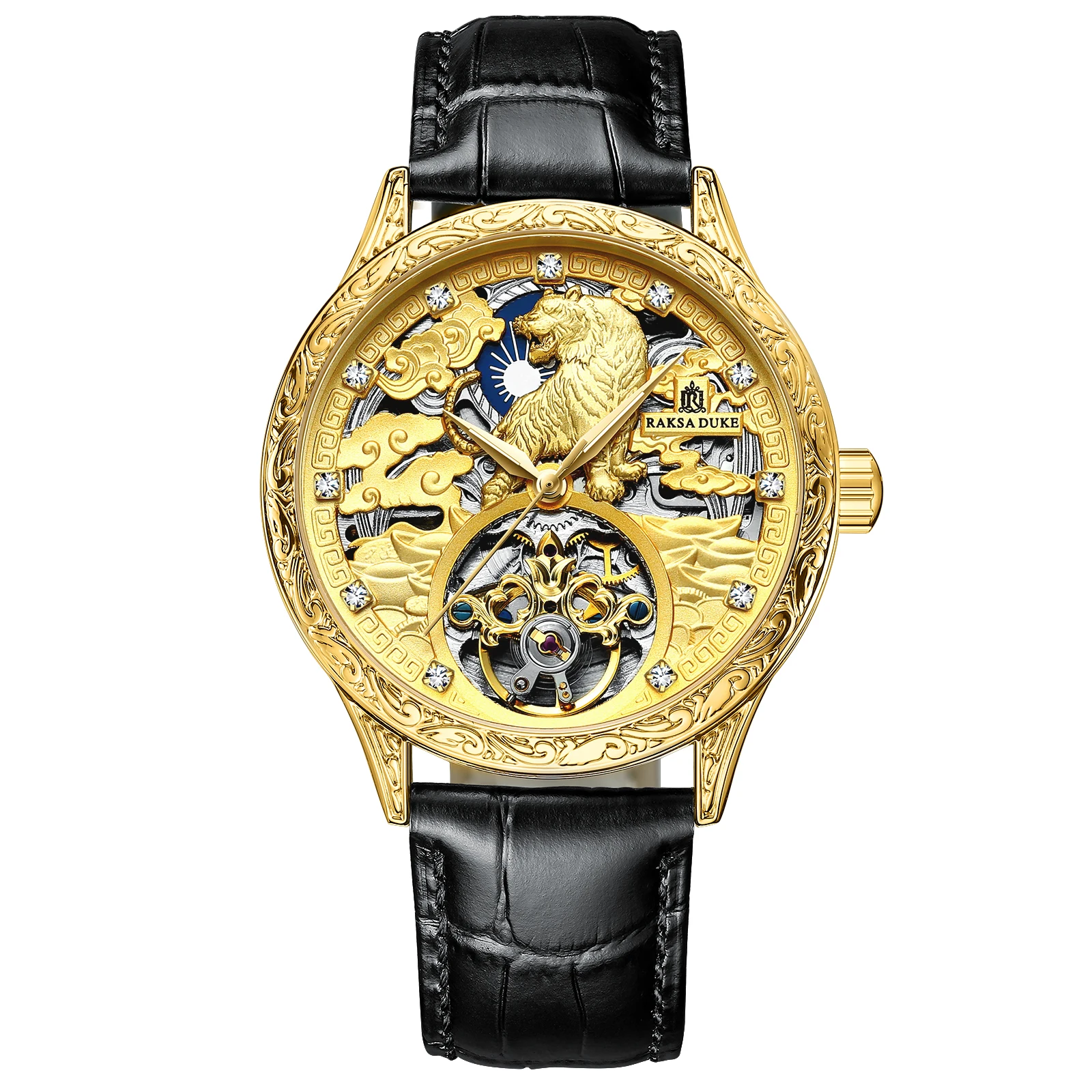 RS 901 Tiger Fully automatic mechanical star relief technology tourbillon waterproof watch