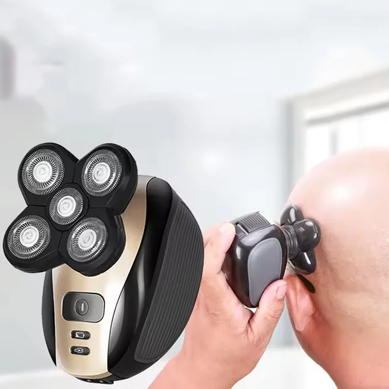 High Quality 5 in 1Multifunction 6 blade Portable rechargeable Wet Dry Mens Grooming electric waterproof face shaver for man