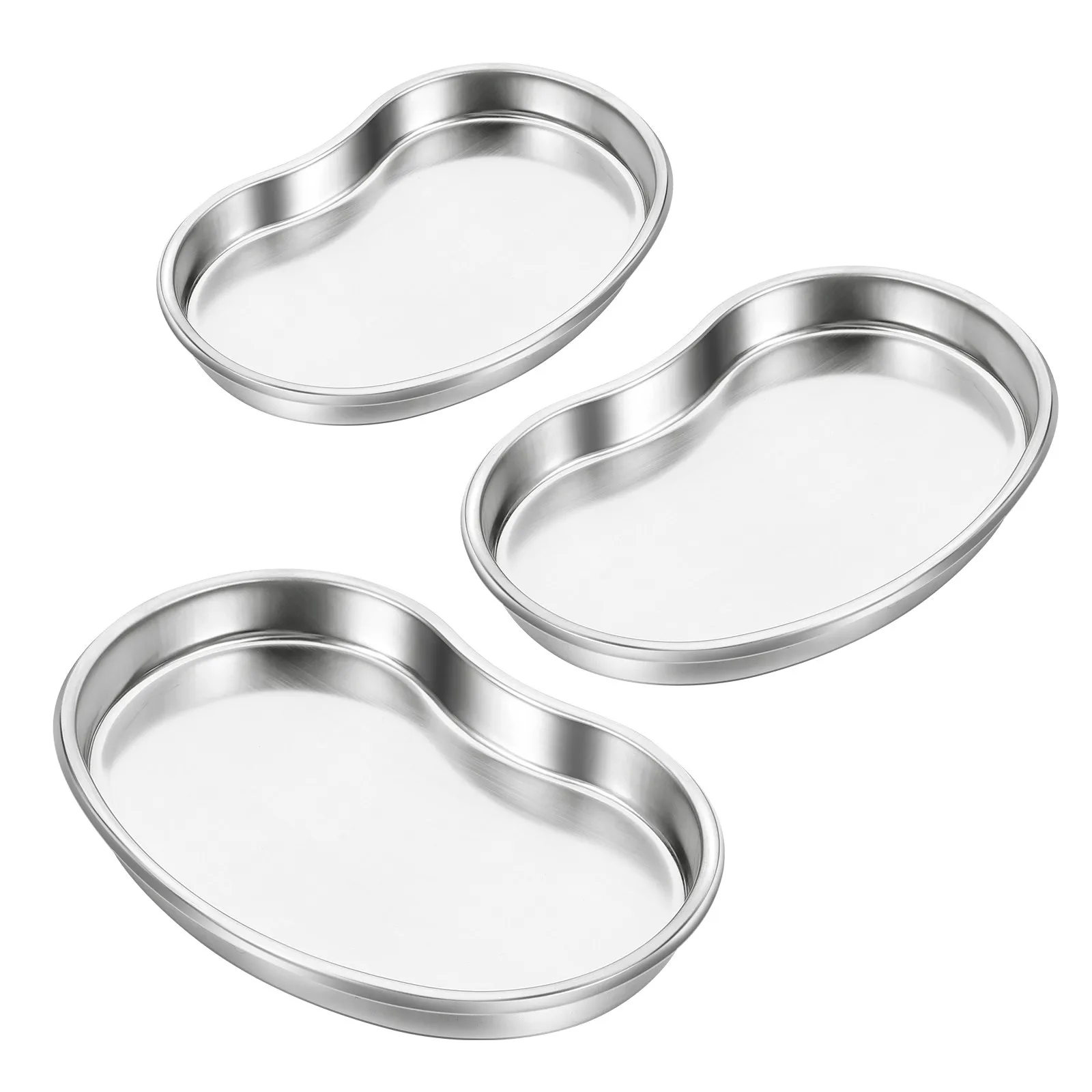 3Pcs Stainless Steel Kidney Bowls Sturdy Surgical Dish Curved Trays for Dental Clinic Lab Instrument Metal Kidney Basin