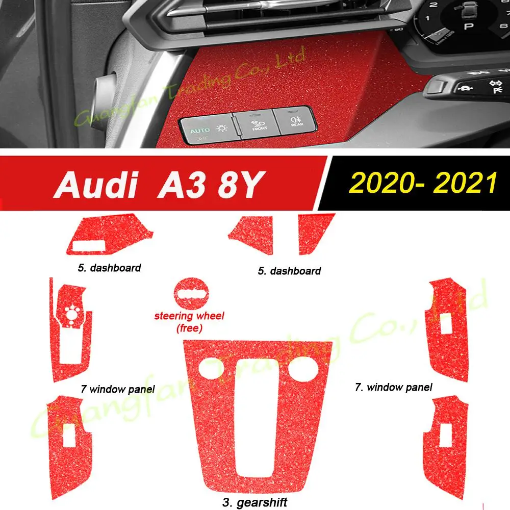 

Для Audi A3 8Y 2020-2021 внутренняя Центральная панель управления дверная ручка 5D наклейки из углеродного волокна Переводные картинки аксессуары д...