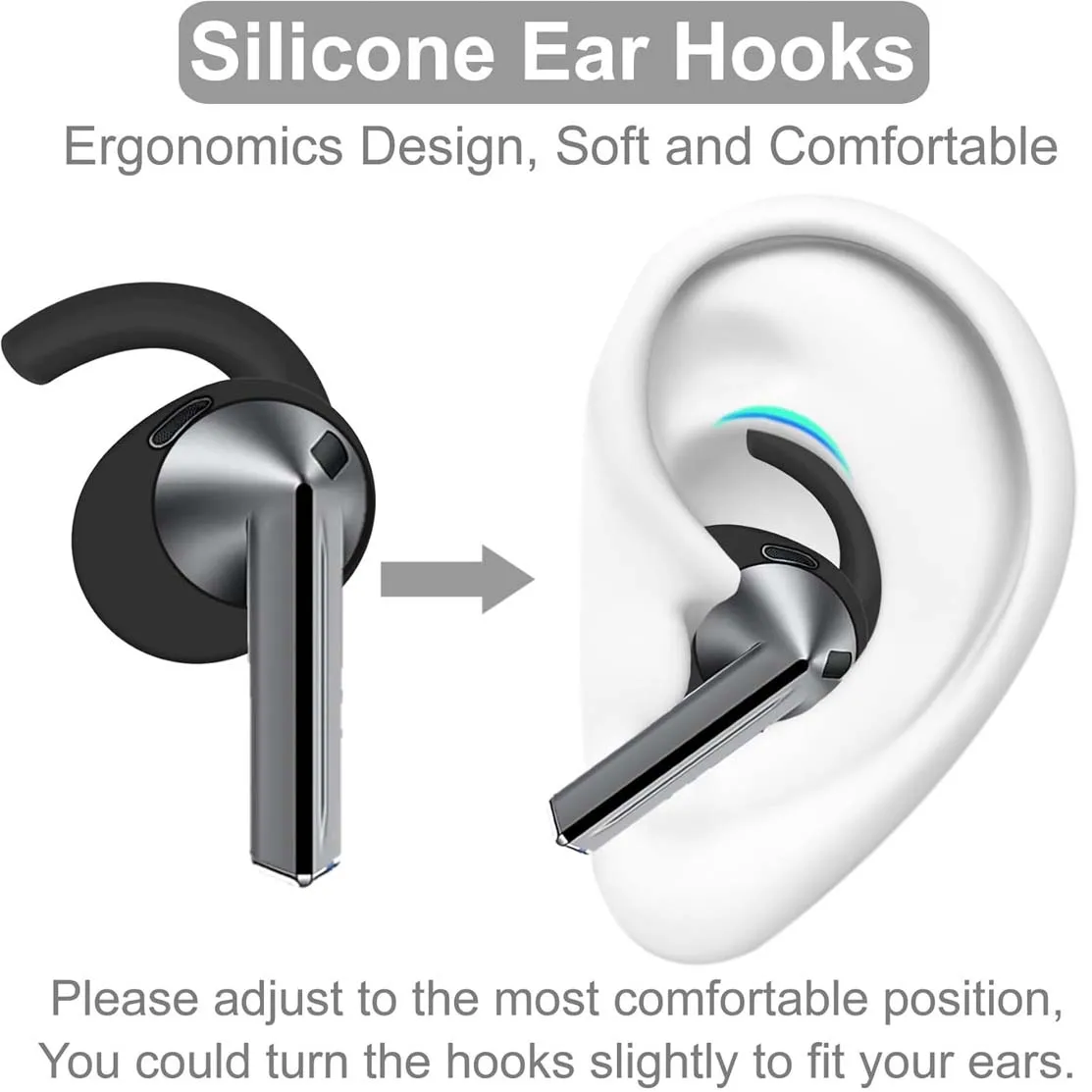 2Pair Ear Hooks Tips for Samsung Galaxy Buds 3 Anti Slip Holders Silicone Eartips Earbuds Case Cover Triple