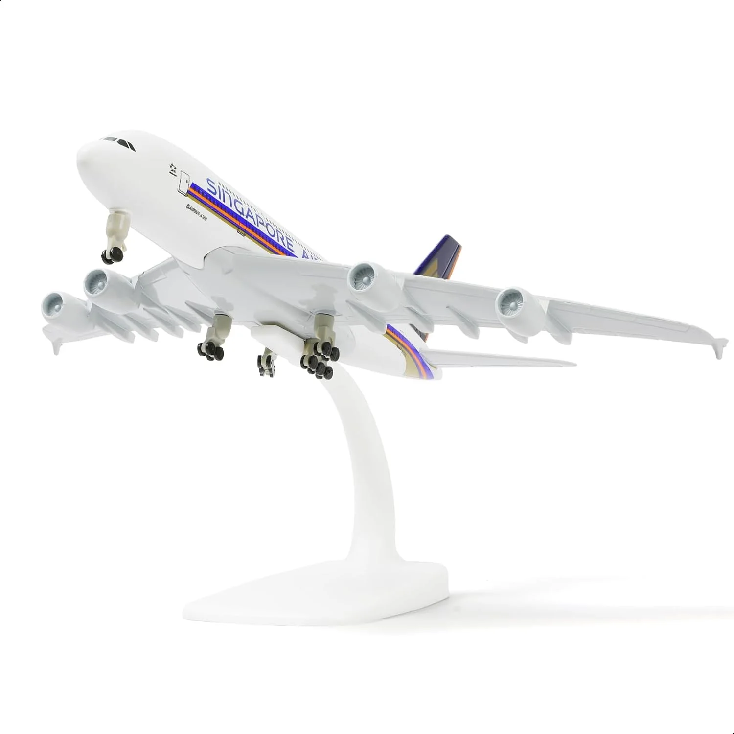 A380 Singapore 1/300 Die-cast Metal Airplane Model A380 Sky Jumbo with Stand for Aviation Enthusiast Gift or Display Decorations