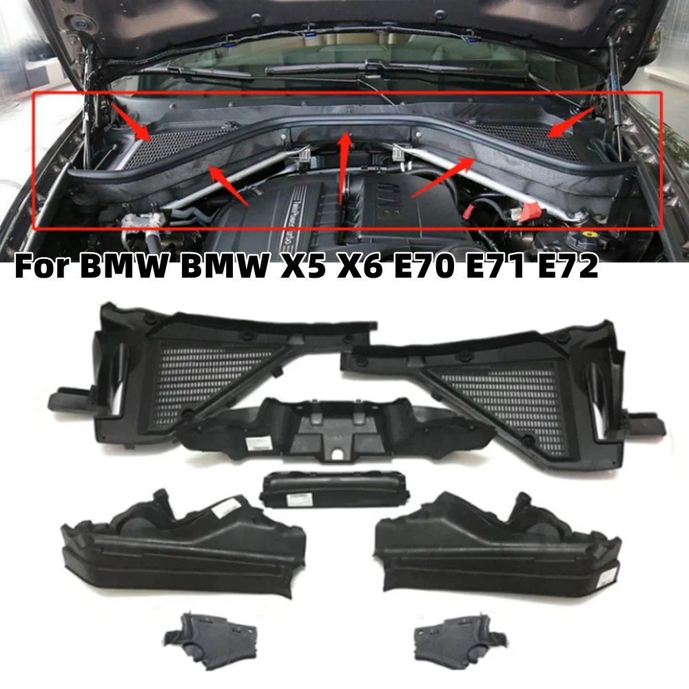 For BMW X5 X6 E70 E71 E72Car Engine Upper Compartment Partition Panel Cabin Air Filter Microfilter Housing Cover Set Parts