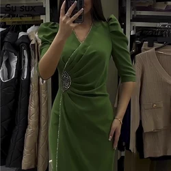 Abaya Femme 2024 Muslim Dresses For Women Ramadan Dubai Elegant V Neck Slim Maxi Dress Vestidos Caftan Marocain Robe Party