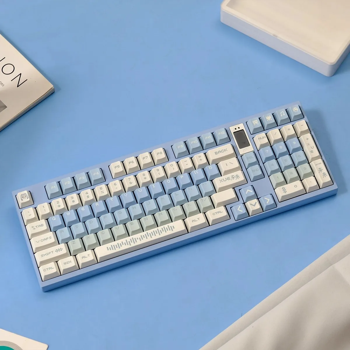 143 keys Blue and white Keycaps PBT Dye Subbed English Key Caps Cherry Profile Keycap With 2.25U 2.75U 3U 7U Spacebar ISO Enter