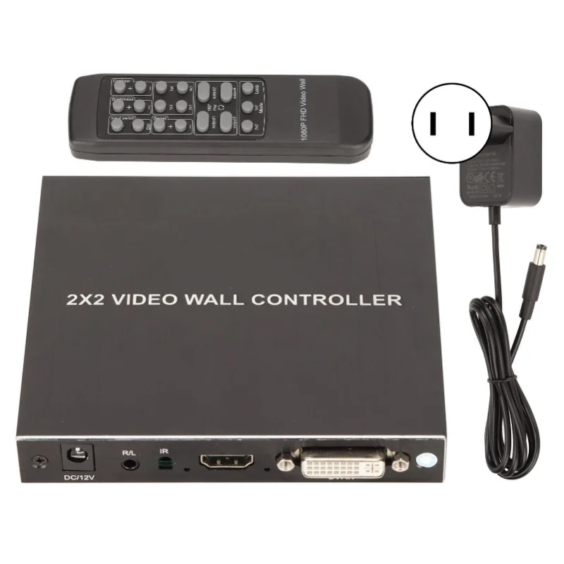DVI TV Wall Video Controller 180 Degree Rotating HD Multimedia Interface Splicing Display Processor With Remote 100-240V US Plug