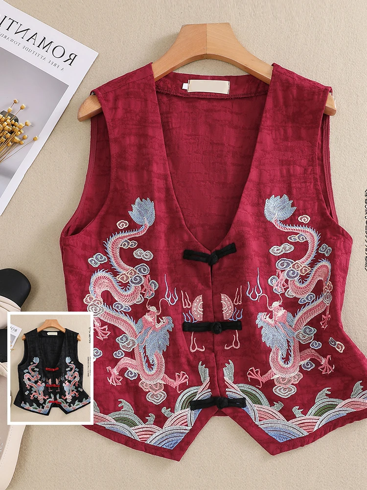 

Этнический цветной блуз с вышивкой, свободный женский жилет с v-образным вырезом, тюжет, универсальная верхняя одежда большого размера, топ