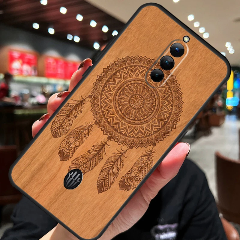 Mandala Floral Wood Case For Nubia Red Magic 9 Pro 8 Pro 8S Pro Plus Red Magic 6 7 6S 7S Pro 5G 5S 6R Cover