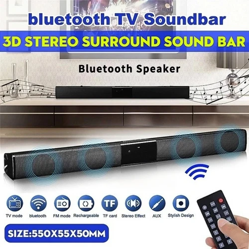 Imagen 2 del producto Columna de altavoz Bluetooth, altavoz portátil de alta potencia, barra de sonido de TV para ordenador, centro de música, Boom Box con Radio TF AUX USB