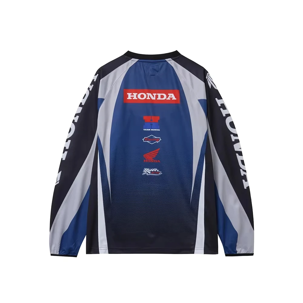 2026 Klassisches Sommer-Blau Familien-Partnerlook Langarm-Renn-Motocross-Übergrößen-Atmungsaktives Freizeit-Sport-Oberteil für Männer und Frauen – Detail 7
